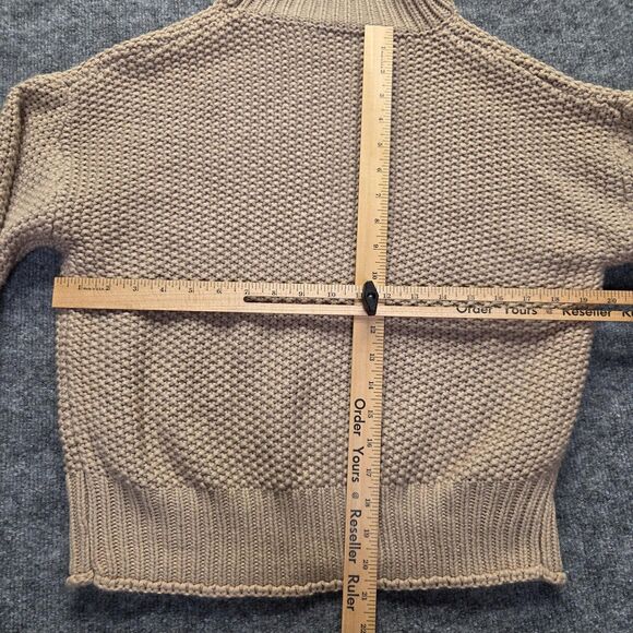 Chunky Knit Sweater Womens Small Beige Textured Pullover Acrylic High Neck Cozy - Picture 6 of 9